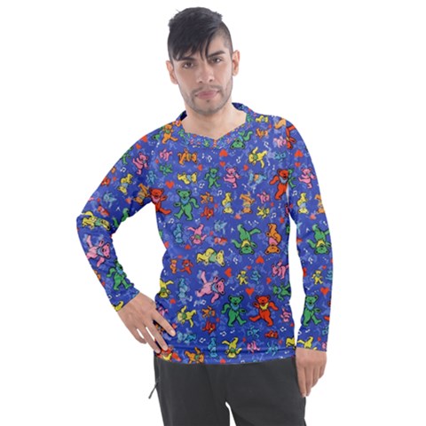 Grateful Dead Dancing Bears Pattern Men s Pique Long Sleeve T-shirt by Salmanaz77