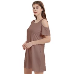 Mocha Mousse Hex Code #a47864 Women s Cold Shoulder Round Neck Mini Dress by dressshop