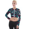 Holiday Season Pattern December Happy Holidays Merry Christmas Winter Family Festive New Year Long Sleeve Cropped Velvet Jacket View1