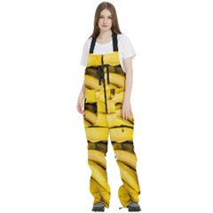 Bananas, Macro, Fruits, Ripe Bananas Women s Front Zip Ski And Snowboard Bib Pants by kyorashop23