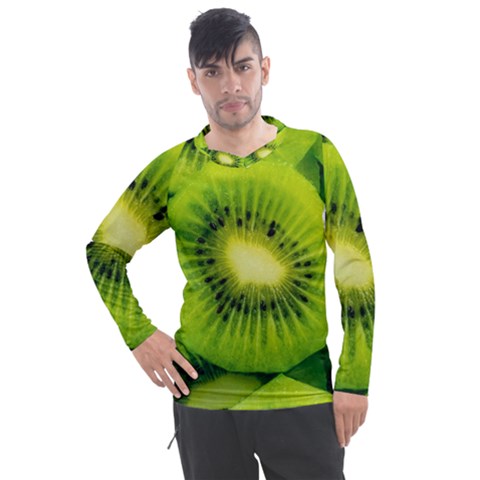 Kiwi Fruits, Close-up, Exotic Fruit Men s Pique Long Sleeve T-shirt by kyorashop23