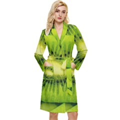 Kiwi Fruits, Close-up, Exotic Fruit Long Sleeve Velvet Robe by kyorashop23