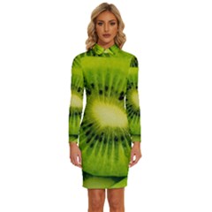 Kiwi Fruits, Close-up, Exotic Fruit Long Sleeve Shirt Collar Bodycon Dress by kyorashop23