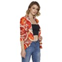 Peorange, Fruit, Citrus Women s 3/4 Sleeve Ruffle Edge Open Front Jacket View3