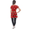 Strawberry Texture, Macro, Ripe Strawberry Puff Sleeve Tunic Top View2