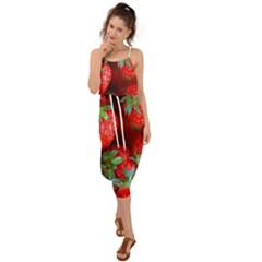 Strawberry, Berries, Fresh, Red Waist Tie Cover Up Chiffon Dress