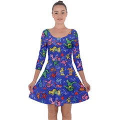 Grateful Dead Dancing Bears Pattern Quarter Sleeve Skater Dress by Salmanaz77