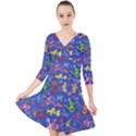 Grateful Dead Dancing Bears Pattern Quarter Sleeve Front Wrap Dress View1