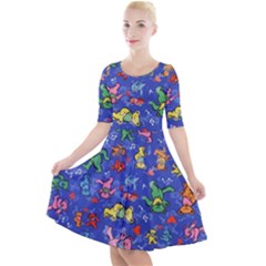 Grateful Dead Dancing Bears Pattern Quarter Sleeve A-line Dress by Salmanaz77