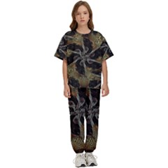 Abstract Ornate Organic Texture Design Print Kids  T-shirt And Pants Sports Set by dflcprintsclothing