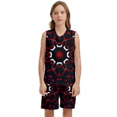 Red Shapes Mandala   Kids  Basketball Mesh Set by ConteMonfrey