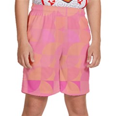 Geometric Pink Ocean  Kids  Basketball Shorts by ConteMonfrey