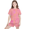 Geometric Pink Ocean  Kids  T-Shirt And Sports Shorts Set View1