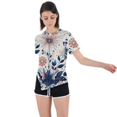 Flowers Bloom Blossom Flora Modern Asymmetrical Short Sleeve Sports T-shirt by Salmanaz77