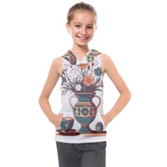 Flower Vase Nature Bloom Blossom Kids  Sleeveless Hoodie by Salmanaz77