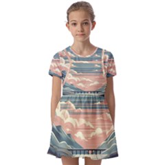 Artwork Painting Sculpture Nature Kids  Short Sleeve Pinafore Style Dress by Salmanaz77