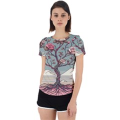 Roses Flowers Bloom Nature Blossom Back Cut Out Sport T-shirt by Salmanaz77