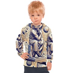 Thinker Sculpture Design Geometric Kids  Hooded Pullover by Salmanaz77