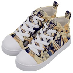 Thinker Sculpture Design Geometric Kids  Mid-top Canvas Sneakers by Salmanaz77