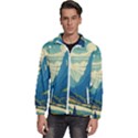 Mountains Nature Forest Landscape Men s High Neck Windbreaker View1