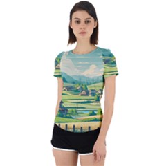 Countryside Meadow Rural Bloom Back Cut Out Sport T-shirt by Salmanaz77