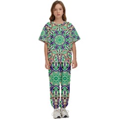 Cold Colors Mandala   Kids  T-shirt And Pants Sports Set by ConteMonfrey