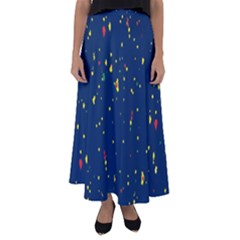 Christmas Sky Happy Flared Maxi Skirt by Dutashop