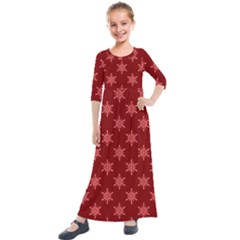 Illustrations Red Abstract Pattern Seamless Texture Kids  Quarter Sleeve Maxi Dress by Hannah976