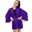 Blue Pattern Red Texture Long Sleeve Kimono View1