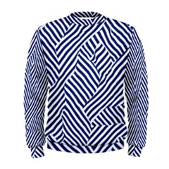 Blue And White Abstract Stripes Men s Sweatshirt by SpinnyChairDesigns