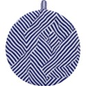 Blue and White Abstract Stripes Round Trivet View1