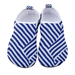 Blue And White Abstract Stripes Women s Sock-style Water Shoes by SpinnyChairDesigns