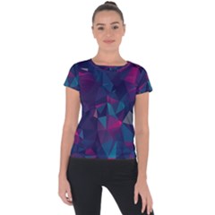 Turquoise Abstract Black Galaxy Pattern Turquoise Short Sleeve Sports Top  by Bedest