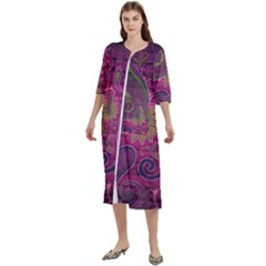 Abstract Purple Pattern Women s Cotton 3/4 Sleeve Nightgown by Bedest