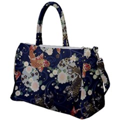 Japanese Wave Koi Illustration Pattern Duffel Travel Bag by Ndabl3x