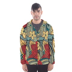 Pattern Shape Colorful Flower Leaves Men s Hooded Windbreaker by Posterlux