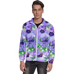 Purple Flower Nature Men s High Neck Windbreaker by Posterlux