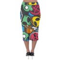 Funky Alien Pattern Abstract Colourful Drawing Midi Pencil Skirt View2