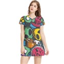 Funky Alien Pattern Abstract Colourful Drawing Women s Sports Skirt View1