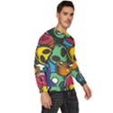 Funky Alien Pattern Abstract Colourful Drawing Men s Fleece Sweatshirt View3