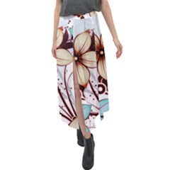 Flowers Flowers Pattern Velour Split Maxi Skirt by Posterlux