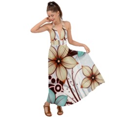 Flowers Flowers Pattern Backless Maxi Beach Dress by Posterlux