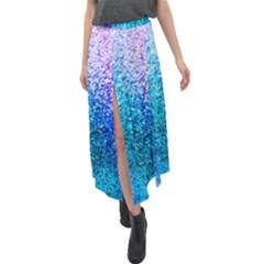 Rainbow Colors Colorful Pattern Velour Split Maxi Skirt by Posterlux