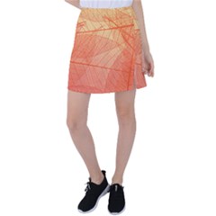 Abstract Texture Of Colorful Bright Pattern Of Transparent Leaves Of Orange And Yellow Color Tennis Skirt by Posterlux