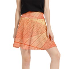 Abstract Texture Of Colorful Bright Pattern Of Transparent Leaves Of Orange And Yellow Color Waistband Skirt by Posterlux