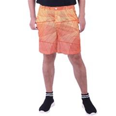 Abstract Texture Of Colorful Bright Pattern Of Transparent Leaves Of Orange And Yellow Color Men s Pocket Shorts by Posterlux