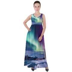 Northern Lights Aurora Night Nature Empire Waist Velour Maxi Dress by Posterlux