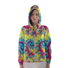 Fractal Spiral Abstract Background Vortex Yellow Women s Hooded Windbreaker by Ket1n9