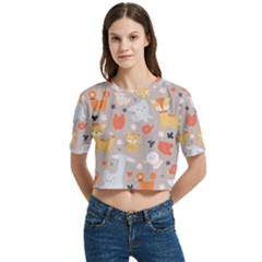 Pet Animal 02 Women s Round Neck Short Sleeve Crop Top by myclothy