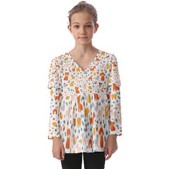 Pet Animal 04 Kids  V Neck Casual Top by myclothy